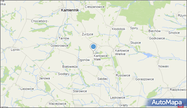 mapa Karłowice Małe, Karłowice Małe na mapie Targeo